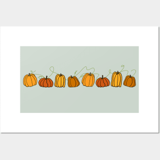 Pumpkins in a Row Posters and Art